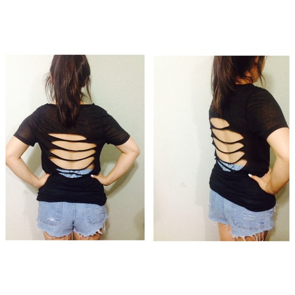 Black distressed top - Picture 1 of 1