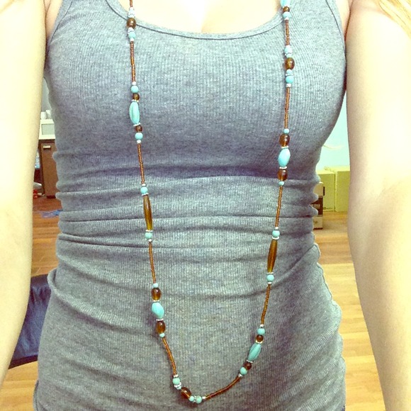 Amber and Turquoise Beaded Necklace