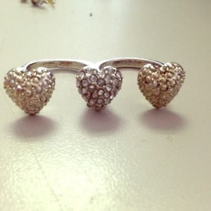 Three Heart Two Finger Ring