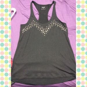 Black Stud Detailed Racerback Top