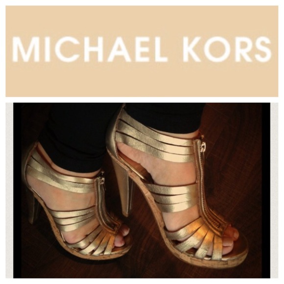 Michael Kors Shoes - Michael Kors Gold & Cork heel sandal 7.5