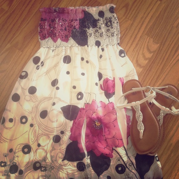 Strapless Floral Dress