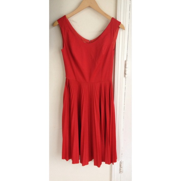 Vintage red gown with hand stitched details