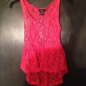 Lace high low shirt
