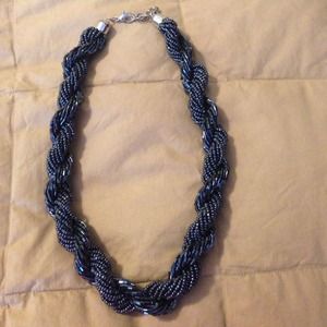 Navy rope necklace bundle w mint bubble necklace