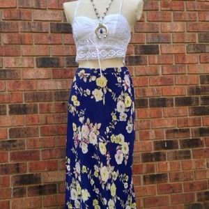 Vintage high waisted midi floral skirt