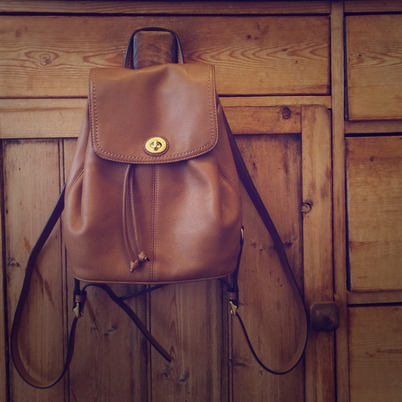 Brown Leather Coach Backpack