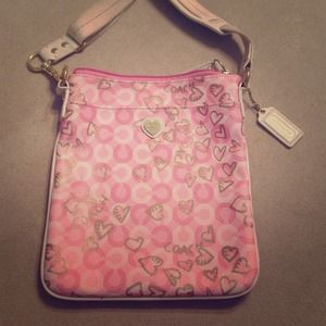 Purse by Coach Pink with hearts authentic