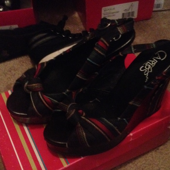 Carlos Santana striped wedge heel