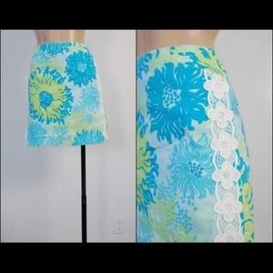 Lilly Pulitzer floral skirt with lace