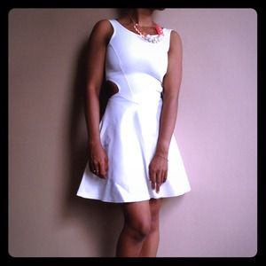 "Boohoo" white skater dress with cutout sides
