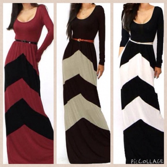 Color Block Long Sleeve High Waist Dress