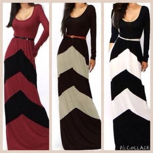 Color Block Long Sleeve High Waist Dress