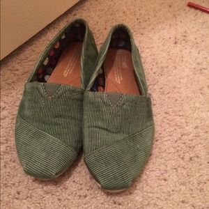 LIKE NEW Green Suede Toms
