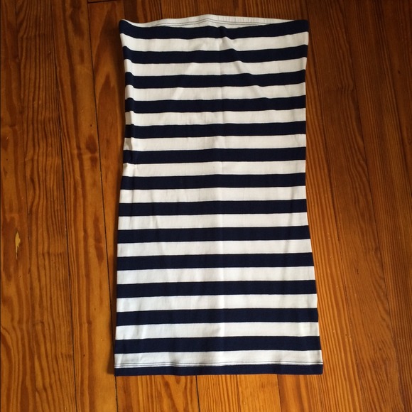 Blue and white tube top dress