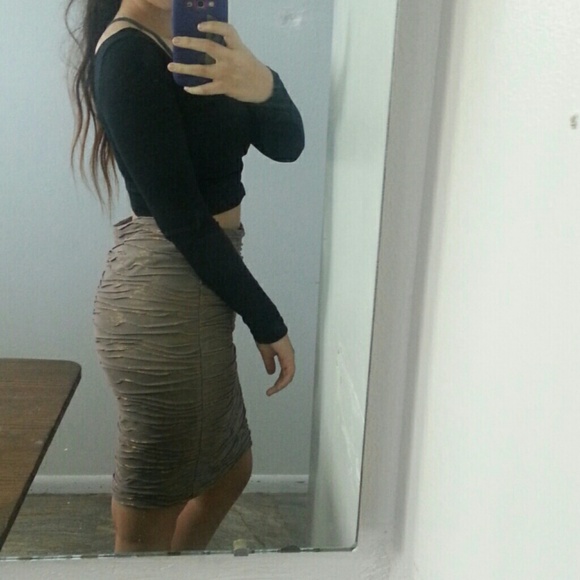 Taupe/Mauve and Gold Pencil Skirt