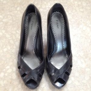 Dark grey sandaled heels