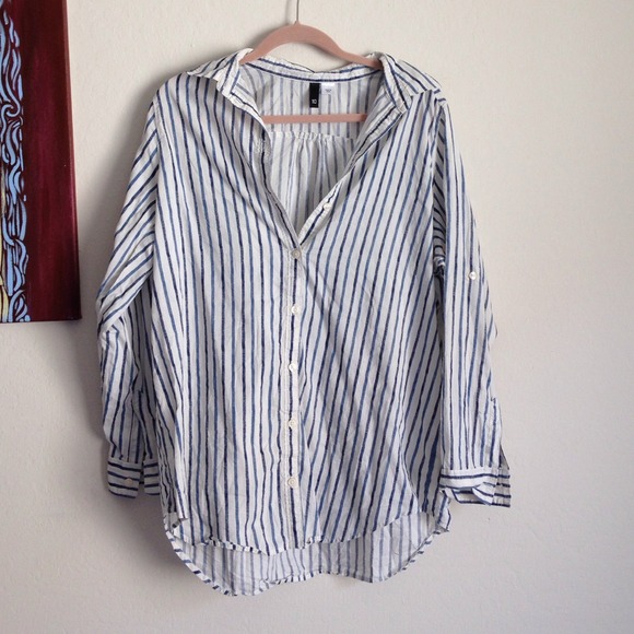 Pinstripe button up blouse