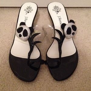 Black. & white wedge sandals.