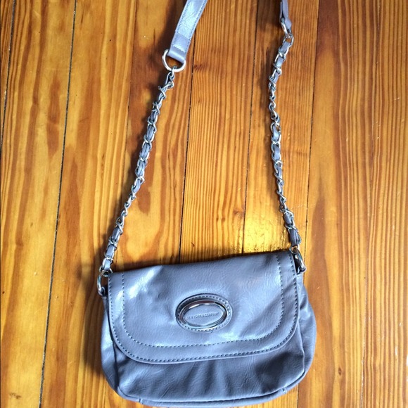 Taupe colored cross body bag