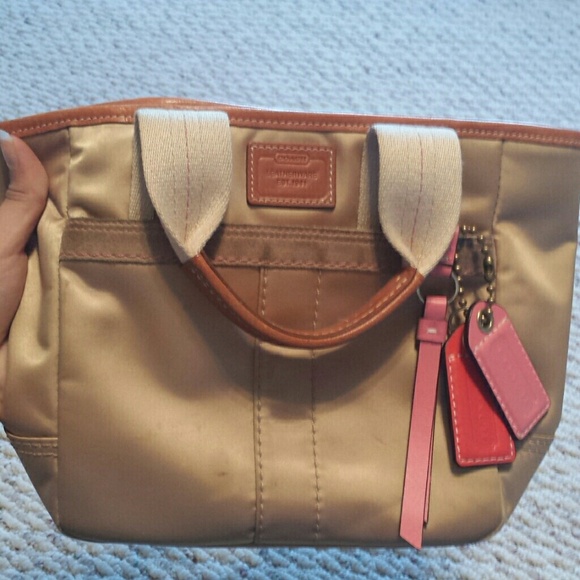 Coach Hamptons Gold Satin Tote