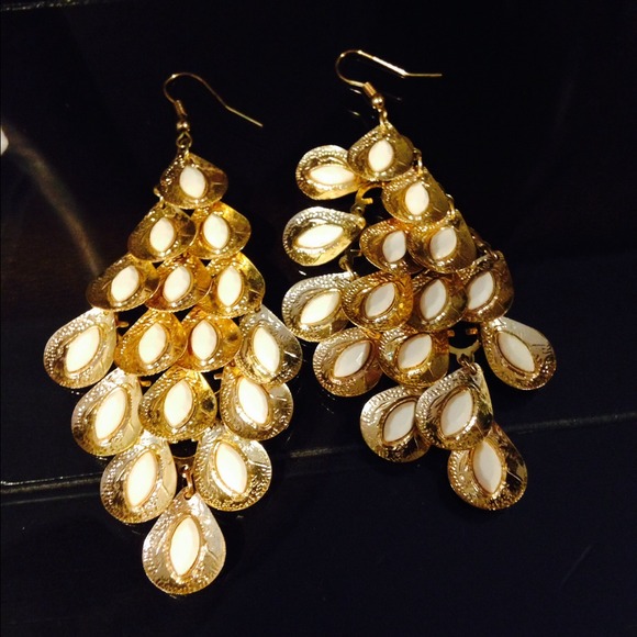 Gold and white earrings!