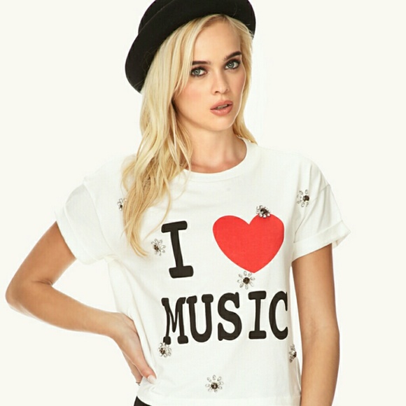Forever 21 " i heart music" crop
