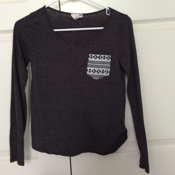dark gray shirt with cute tribal pocket