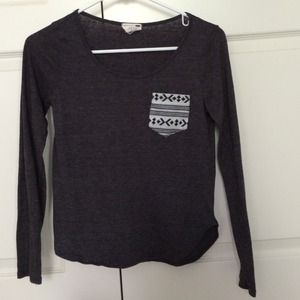 dark gray shirt with cute tribal pocket
