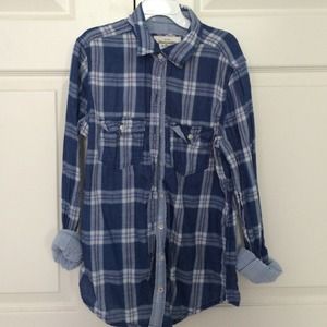 blue and white stylish flannel shirt