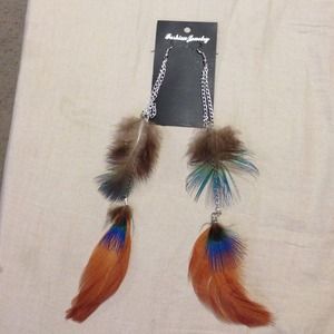 Colorful feather earrings