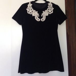 Black velvet babydoll dress
