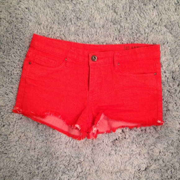 Red jean shorts