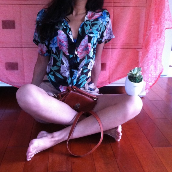 Tropical front tie sheer top