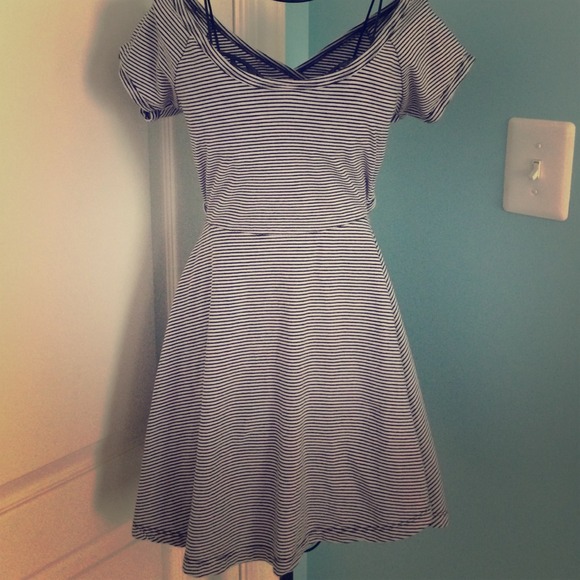 black& white striped skater dress, cut out in back