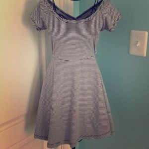 black& white striped skater dress, cut out in back