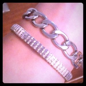 Anthropologie crystal and leather bracelet