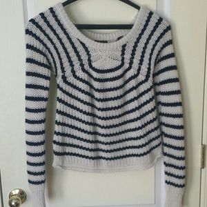 Navy Blue & Cream Knit Sweater