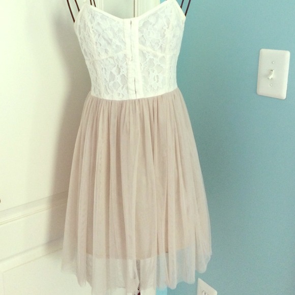 delicate lace bodice style nude and white dress
