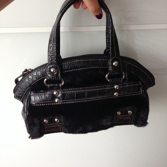 Small Black Faux Fur Kathy Van Zeeland Purse