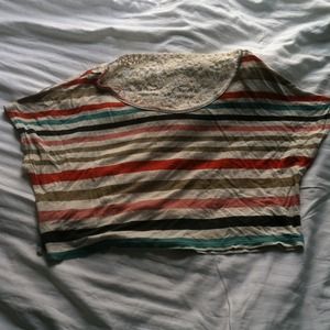 Boxy striped crop top with crochet back