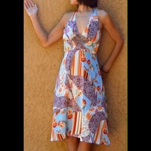 “Gone”—100% silk blue floral sundress