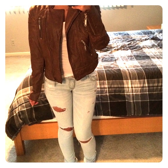 Brown leather jacket