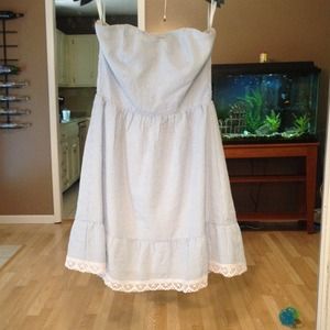 Blue and white pinstriped dress