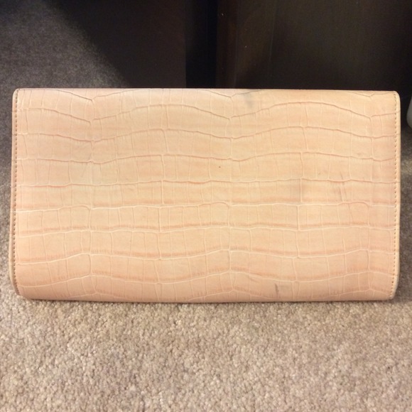 Pink Faux Crocodile Clutch with snap closure - Picture 2 of 3