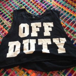 Black "off duty" crop top