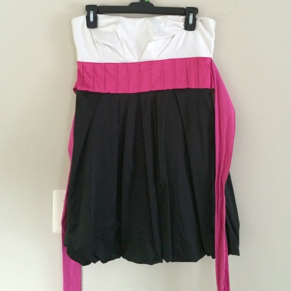 White, Black and Pink dress.