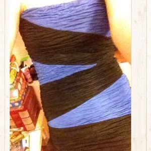 Blue and black ruffled dress