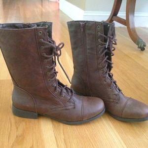 Brown combat boots