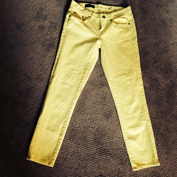 Yellow J Crew Toothpick Ankle Jeans